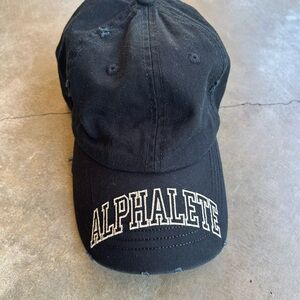 Alphalete Black Baseball Cap with Contrasting White Outline Logo